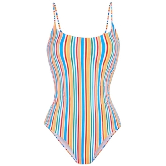 Onia Gabriella Swimsuit Womens Size Small One Peace Rainbow Striped High Cut - Picture 12 of 12